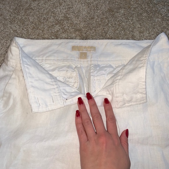 Michael Kors White Linen Wide Leg Pant Size 2 - Picture 3 of 4